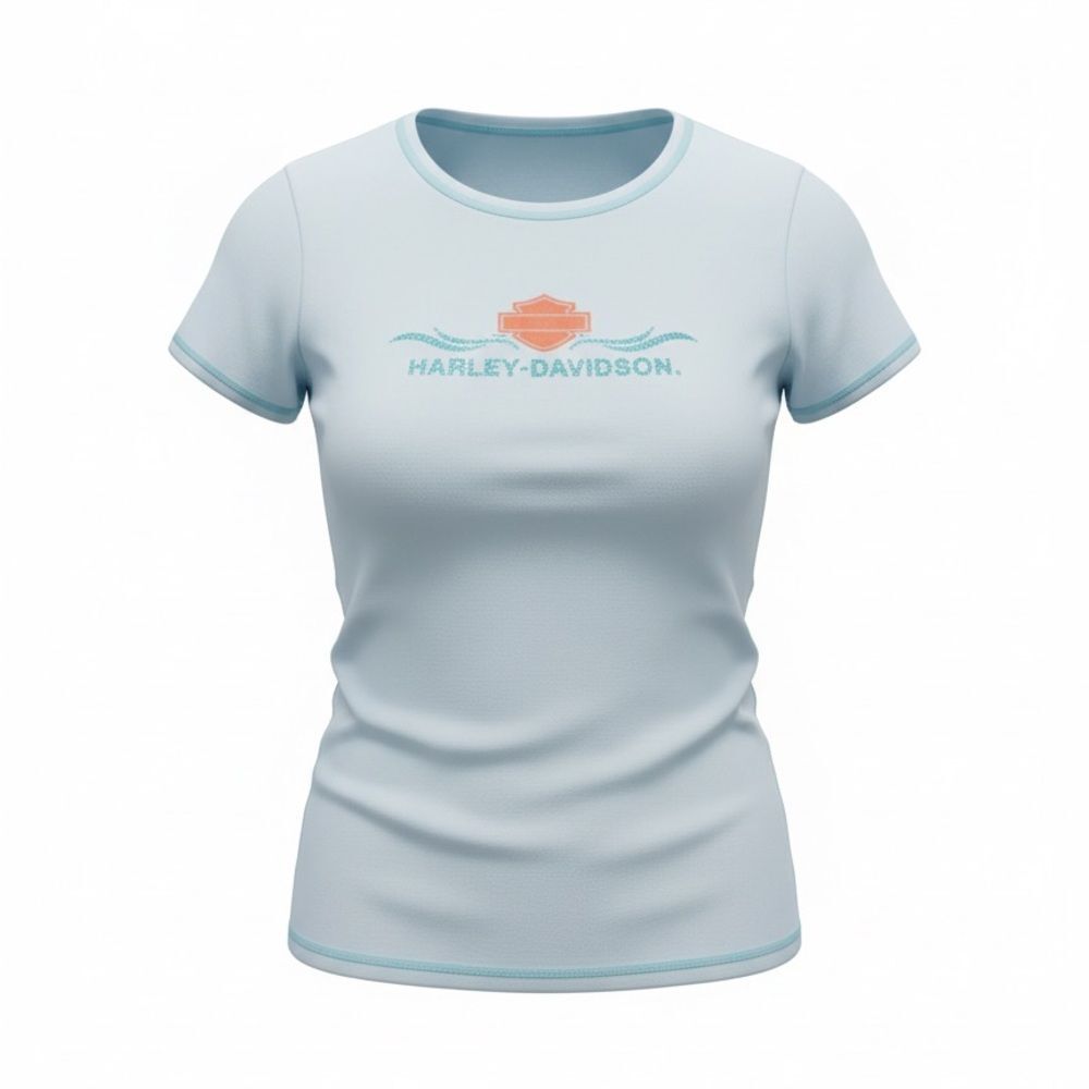 HARLEY DAVIDSON WOMENS T SHIRT LIGHT BLUE SIZE XL